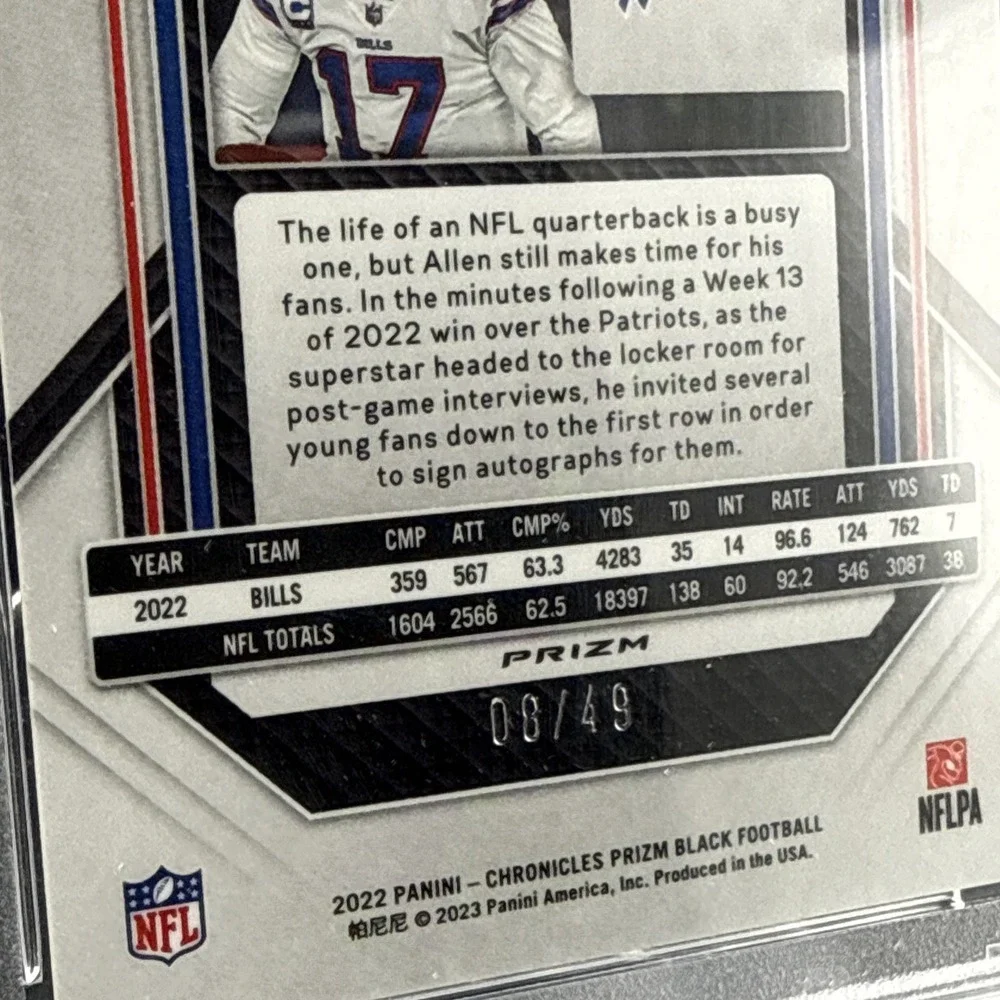 2022 Panini Chronicles - Prizm Black Green Josh Allen #PB-4 /49